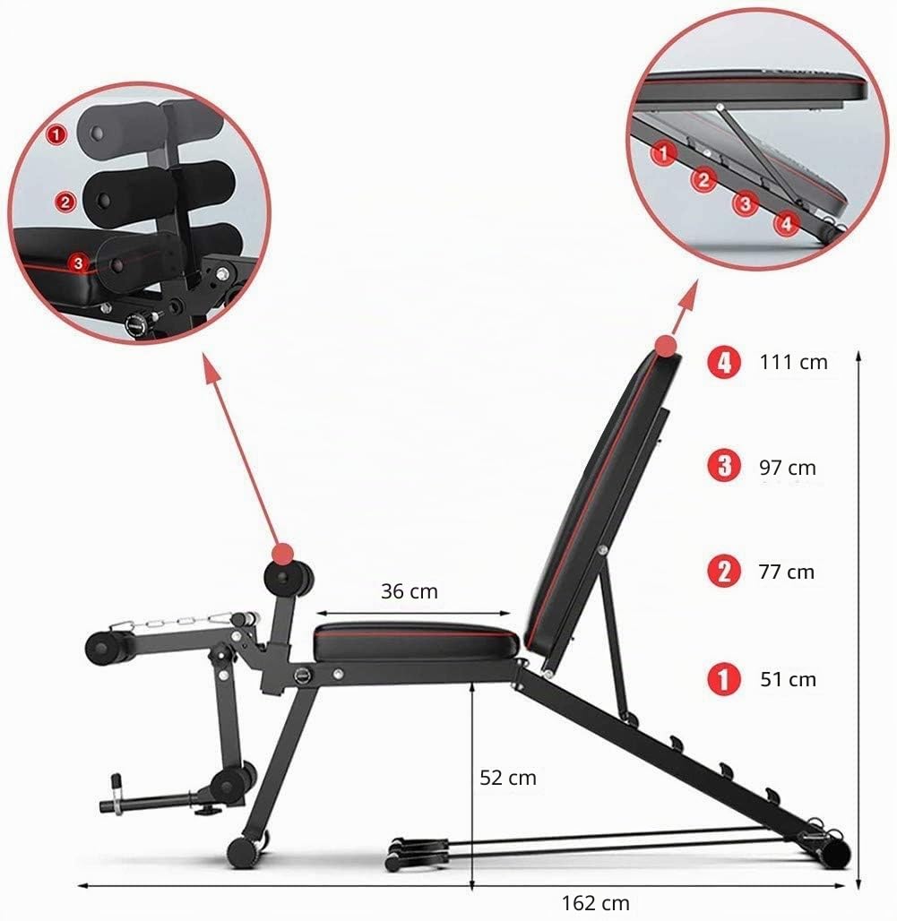 GJXJY Banco Manubri Panca Allenamento Regolabile, Multifunzione Panca Fitness Panchina Peso con Leg Extension E Leg Curl, Posizioni Regolabili Panca for Full Body Workout