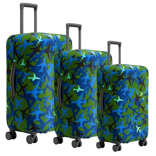 Image of Luggage Cover Trolley Covers for Suitcase Washable Dust Proof Anti-Scratch Protector Polyester Printed Stretchable Fabric (Fits Fiber /Plastic Trolley Bags Only) (Mehandi, 20+24+28 Inch)