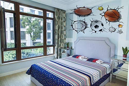 U-Shark 3D Self-Adesive Removable Break Through The Wall Vinyl Wall Stickers /Murals Art Decals Decorator Kid's Favor (2080 Sports Basketball Football Soccer (50X70Cm)) #TOP7