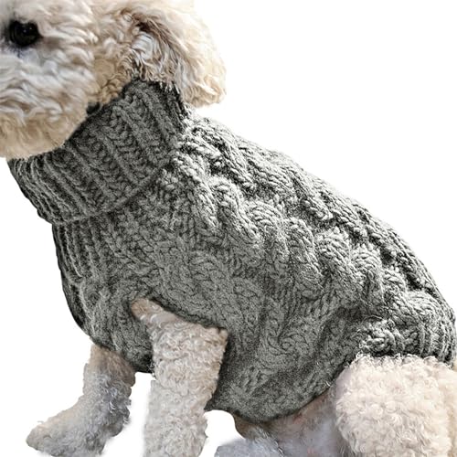 Veesper Suéteres para cães pequenos, suéteres de malha de gola rolê para cães pequenos, suéter elást