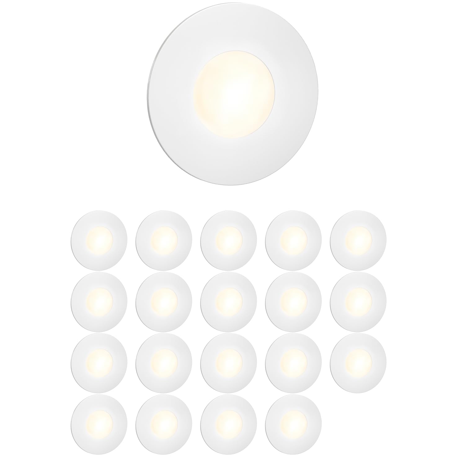 ledscom.de 20x LED stairlight/recessed wall Light FEX for Indoor and Outdoor use, Round, 85mm Ø, Warm White — image 1