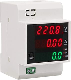 Digital Voltmeter Ammeter Power Meter, Multi-Functional Din Rail Power Factor Voltage Current Power Tester, Multimeter Volt Amp Watt Meter (AC 80-300 / 100A)