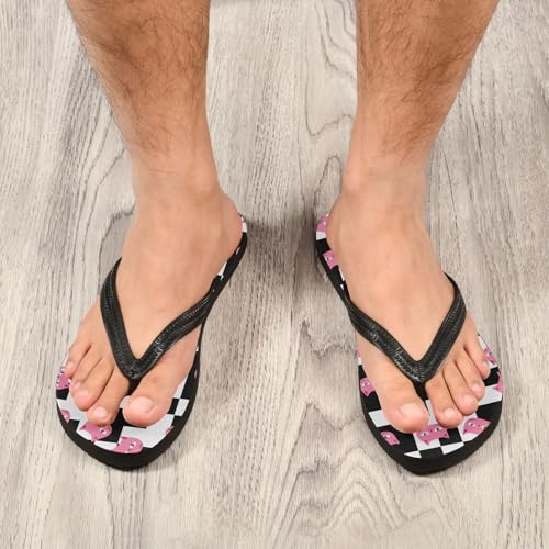 Cute Pink Cat Black White Flip Flop Beach Summer Casual Sandal for Women & Men Shower Shoes 208617334