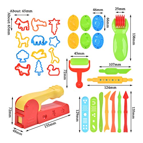 FOROREH Deeg Gereedschap Kit, 30 stuks Klei Deeg Gereedschap Plastic Kleurrijke Play Deeg Set, Kinderen DIY Plasticine… - Image 3