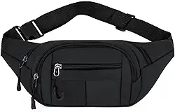 Pochete Masculina Motociclista Impermeável, Grande Capacidade, Uso na Transversal no Ombro ou na Cintura, Alça Tiracolo Ajustável, Múltiplos Bolsos, Bolsa Esportiva (PRETO)