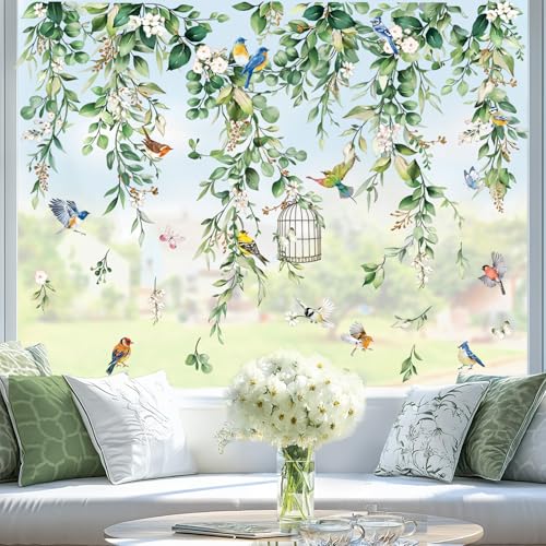 wondever Fenstersticker Sommer Hängende Rebe Fenster Aufkleber Blätter...