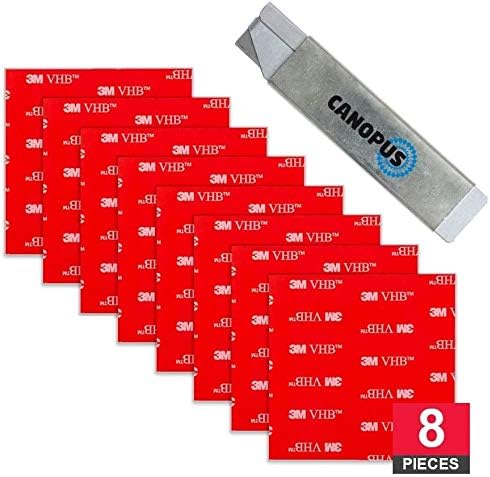CANOPUS 3M VHB 4910 Clear (75 mm x 75 mm, 8-PCs), Waterproof Double Sided Pads, Extra Strong Double Sided Sticky Pads, Ideal for Number Plate, License Plate, Home Decor, 3m Adhesive Pads