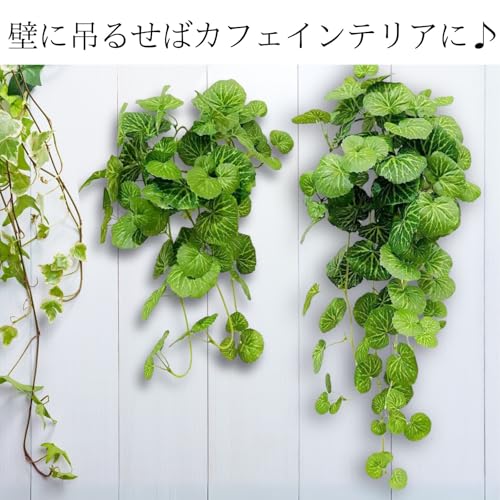 Leap Raupe フェイクグリーン 吊り下げ リアル 壁掛け 観葉植物 造花 インテリア ユキノシタ フェイク シルバーグリーン 40cm [5]
