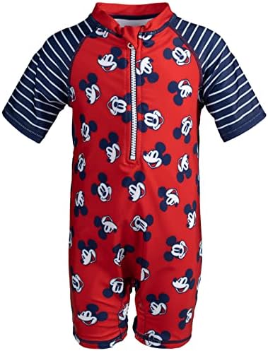 Disney Mickey Mouse Toddler Boys Zip Up Swim Sunsuit Red 2T