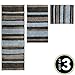 mDesign Assorted Microfiber Striped Rugs for Bathroom Vanity, Tub/Shower - Water Absorbent, Machine Washable Bath Mats - Includes Soft Non-Slip Mat in 3 Sizes - Set of 3 - Mocha/Gray