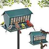 Zonon Squirrel Proof Bird Feeder Metal 12lbs Large Capacity for Cardinals Chickadees Green Bird Feeder on Pole for Outdoors, Not Including Pole