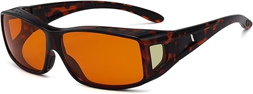 Eyekepper 100% reducción de luz azul, lentes de computadora con bloqueo anti-azul Fitover, lentes ámbar, tortuga