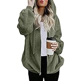 Hawkimin Winterjacke Damen Warme Jacke Wintermantel Frauen Fleecejacke für Damen Verdickter Mantel feste Farbe Warm Winter-Vlies-Lined-Kapuzenpulli Damen Wintermantel Mantel Kurz Mantel Für Damen