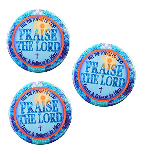 Pack-3 Valxart Christian God Praise the Lord Pin-Back Button, 2.25