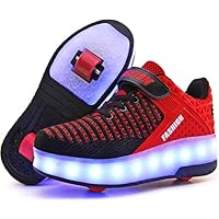 Ufatansy Unisex Kids Roller Skate Shoes Removable Become Sport Trainer USB Charge Led Shoes for Boys Girls Wheels Shoes