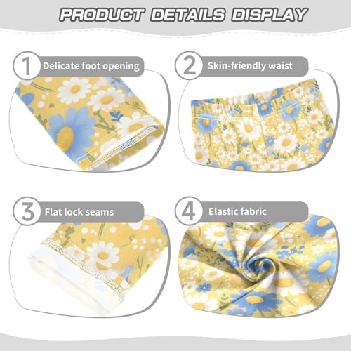 KLL Polka Dots and Tender Chamomile Flowers Toddler Girls' Legging Casual High Waisted Workout Pants Exercise3