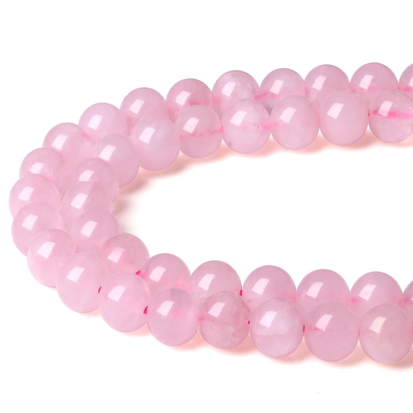 XIANNVXI 8mm Naturstein Rosenquarz Perlen zum Auffädeln mit Loch Runde Kristalle Edelsteine zum Auffädeln Rosa Perlen für Armbänder Ketten DIY Schmuck Basteln (ca. 47 Stück)