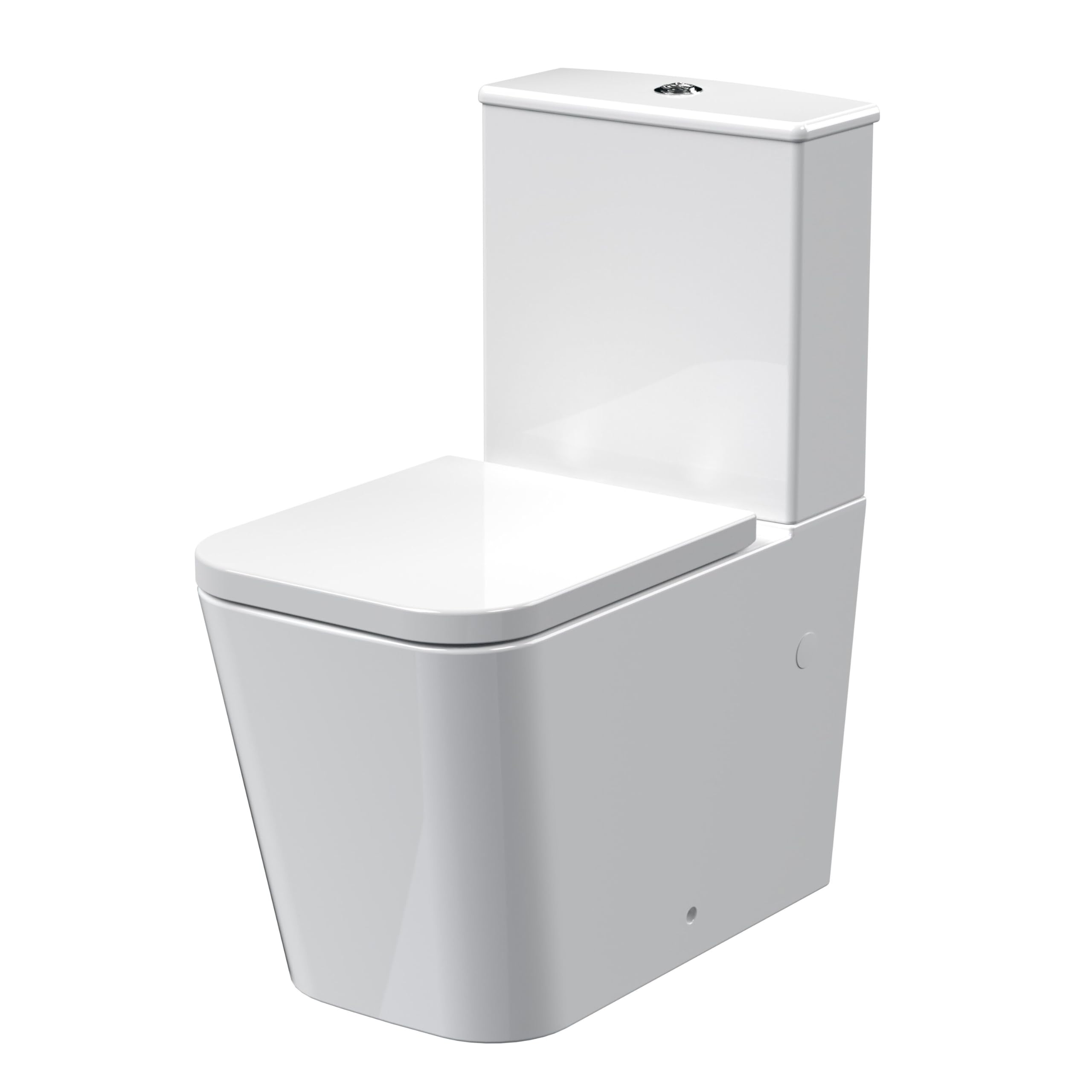 Balterley White Close Coupled Rimless Toilet With Cistern & Soft Close Seat, Bathroom Toilet Cistern With Square Rimless Pan & Push Flush Button, Wc Toilets For Bathrooms - 385Mm X 623Mm X 792Mm (White)