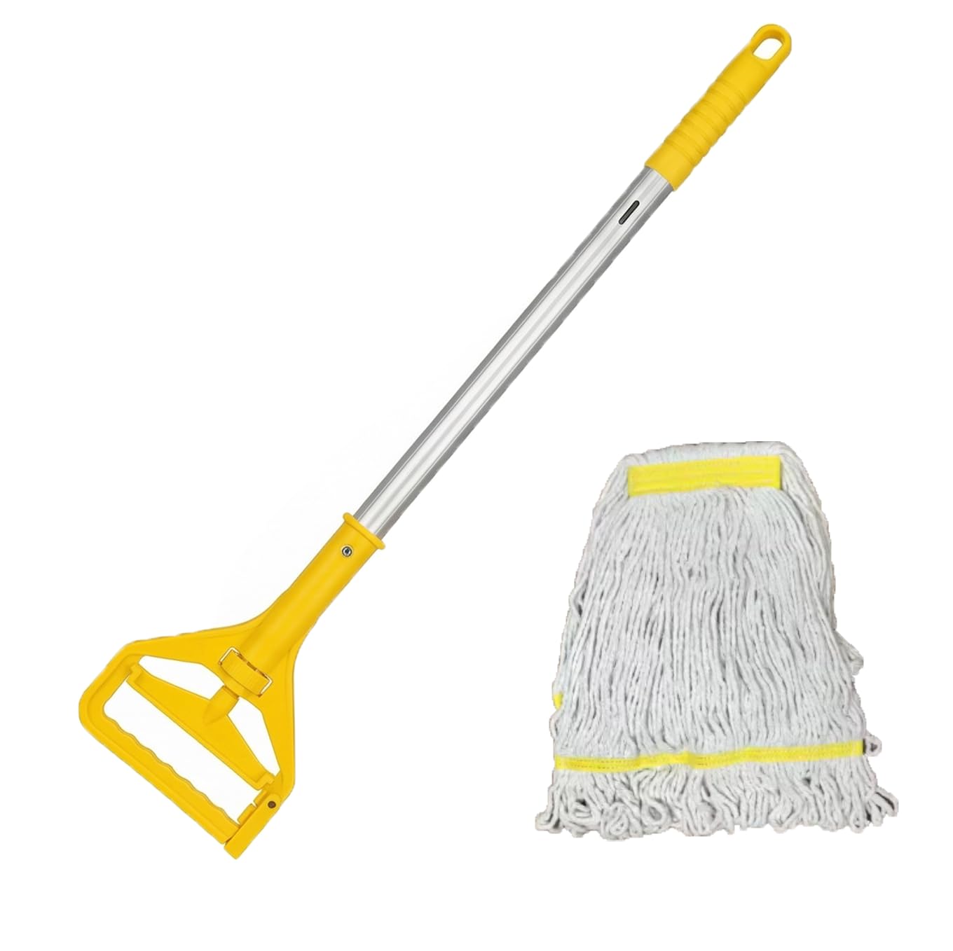 Mango de fregona comercial resistente de 58 pulgadas, soporte industrial para limpieza profesional de suelos, amarillo (amarillo 1 + fregona)