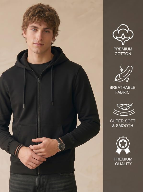 Image of XENOVAURBAN Zipper Hoodie for Men /Women | Unisex fit Cotton Fleece Hooded Sweatshirt - Zipper