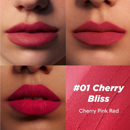 Image of ITY Velvet Matte Finish Lip Stain-Mousse Textured Pudding Pot Lip Clay with Brush, Red Shade, Dual-Use as Lipstick and Blush, Conceals Lip Lines, Rich Pigment, 0.21 oz (6g) in Cherry Bliss