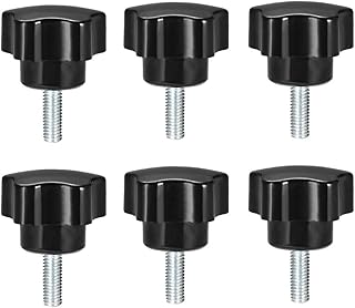 Tool parts 6 Pcs Star Knobs Grips M6 x 15mm Male Thread Steel Zinc Stud Black PP