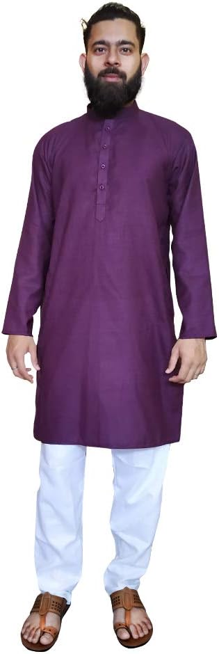 MAGMen's Cotton Kurta Pajama Set - Traditional Indian Ethnic Wear for Men - Festive, Wedding, Party, Casual - Soft & Comfortable Cotton Blend Fabric