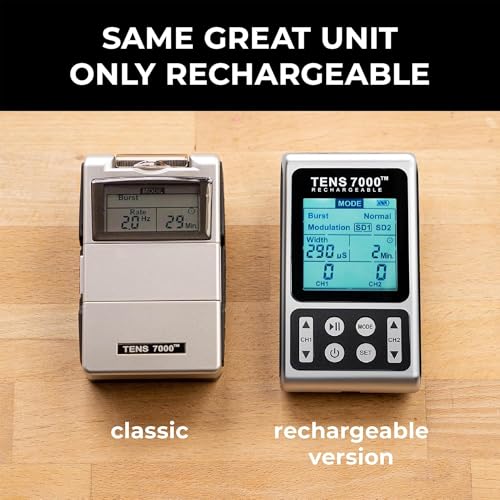 Image of TENS 7000 Rechargeable TENS Unit Muscle Stimulator, 48 Pack Electrodes and Pain Relief Device - Advanced TENS Machine for Effective Back Pain Relief, Nerve Pain Relief, Muscle Pain Relief