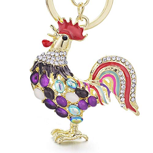 Preisvergleich Produktbild lotuwio Pretty Chic Opals Hahn Hahn Huhn Schlüsselanhänger Kristall Tasche Anhänger Schlüsselanhänger Schlüsselanhänger Geschenk Schmuck Lila