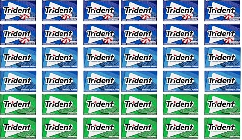 Image of Trident Sugar-Free Chewing Gum Variety Pack Candy, Spearmint, Perfect Peppermint & Original Flavor, 36 Packs of 14 Pieces (252 Total Pieces)