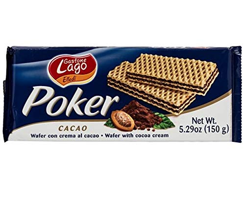 Lago 1968, Poker Cacao 150g, Wafer con Crema Cacao 75% con 3 Strati Friabili di Wafer e una Crema Cioccolato Vellutata