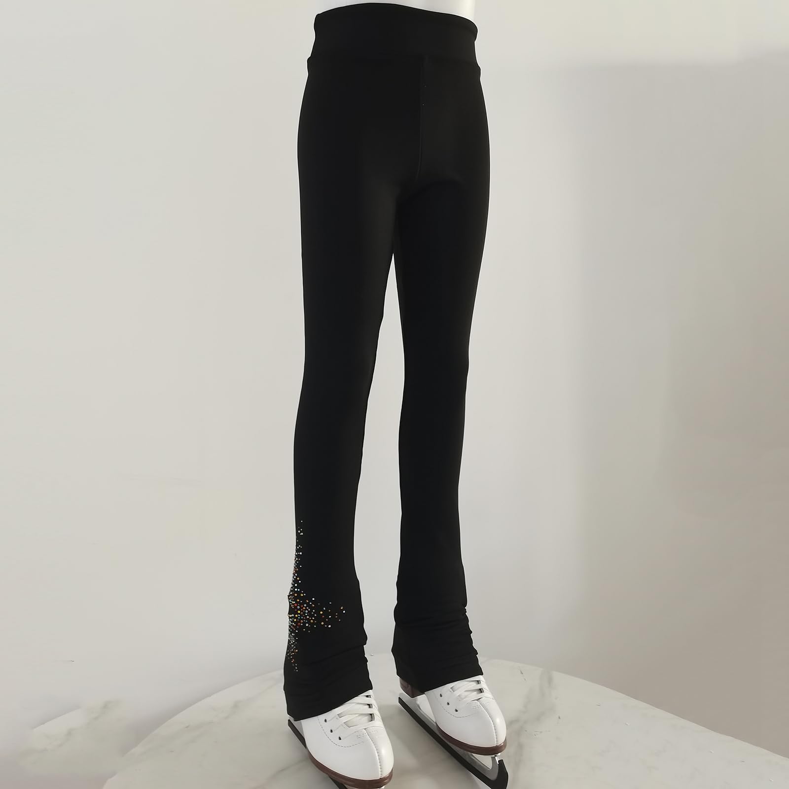 LIUHUO Pantaloni da pattinaggio artistico da ragazza neri quattro modelli pantaloni da allenamento in velluto