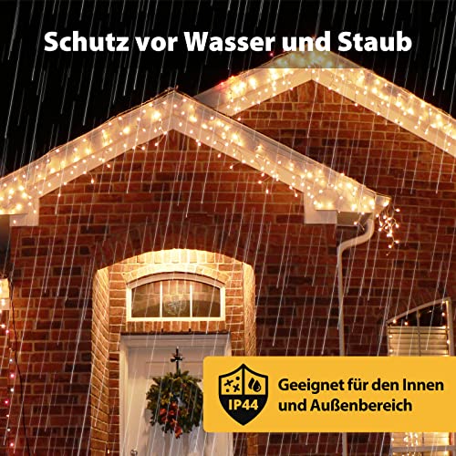 Rideau de lumières pour balcon et pavillon extérieur ambiance Noël blanc chaud
