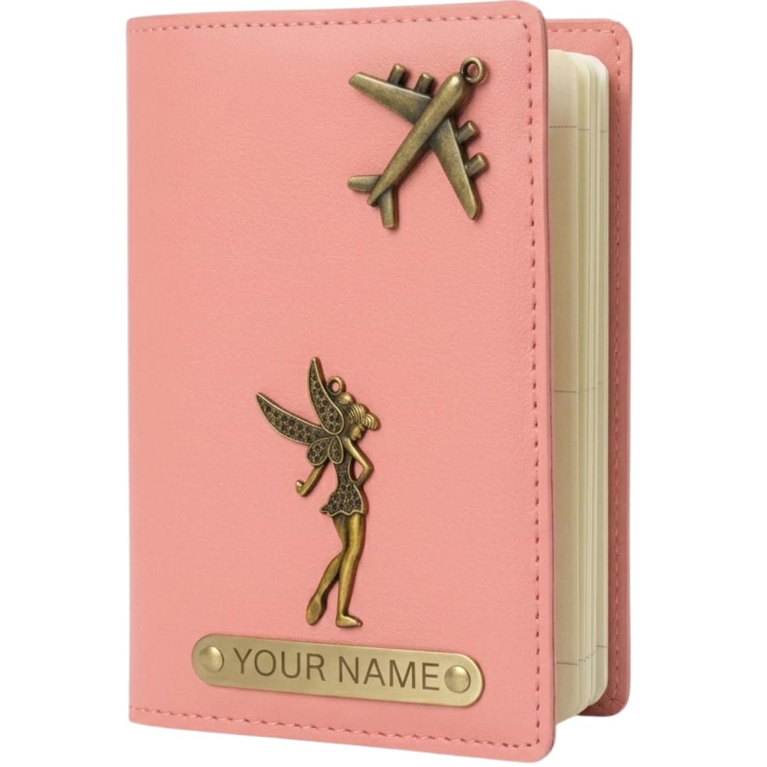 Zift Custom Name & Charm Faux Leather Passport Cover - 4 Card Slots Travel Organizer for Men & Women - Slim Passport Protector - Best for Diwali Birthday Farewell Return Corporate Gifts (Blush Pink)-image-24