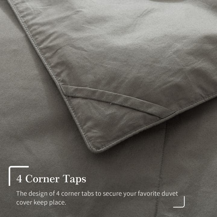 Cosybay Cotton Quilted Grey Feather Comforter Filled with Feather & Down –Machine Washable - Lightweight Duvet Insert or Stand-Alone –Queen Size (88×88 Inch)