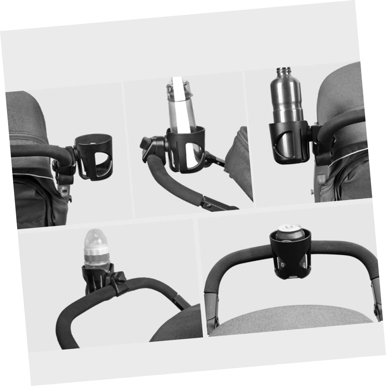 Universal Baby Stroller Cup Holder 360° Rotatable Compatible Most Strollers Black Antislip Design for Bottles and Drinks for Parents Go