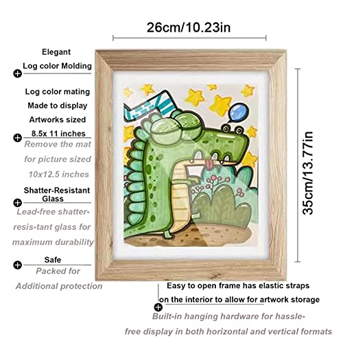 Jwcvazo Kids Art Frames, Kids Artwork Frames Changeable [1 Pcs Kids Art Frames + A4 Coloured Paper Card 40 Sheets] (Log Color) #TOP2