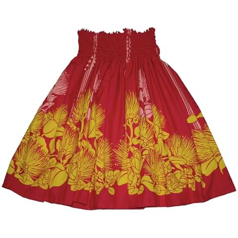 Hawaiian Pa'u Hula Skirt Hawaii Print Flower for Womens (Red) Cover