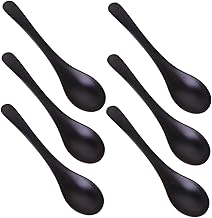 LABRIMP 6 Pçs Utensílios Para Servir Salada Colheres De Sobremesa Colheres Pretas Macarrão Macarrão Ramen Colheres De Sopa Colheres De Sopa Chinesas Asiáticas Talheres De Melamina