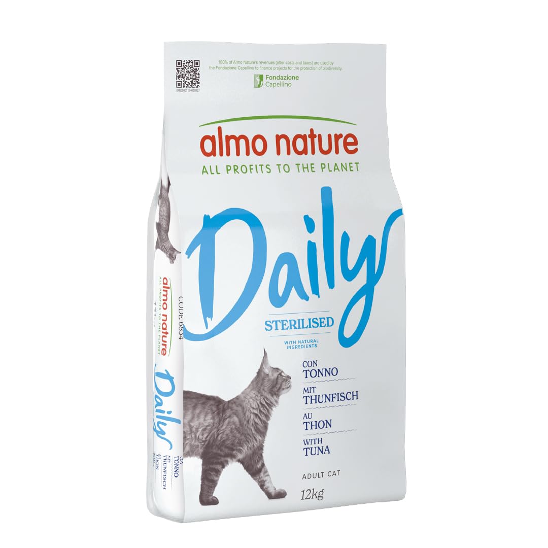 Almo Nature Daily Sterilised, Crocchette per Gatti Adulti con Tonno - Sacco da 12 kg
