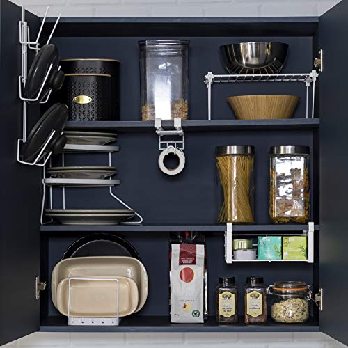 Organizador para Arm&aacute;rio de Cozinha Kit 15, Metaltru, Branco com Branco