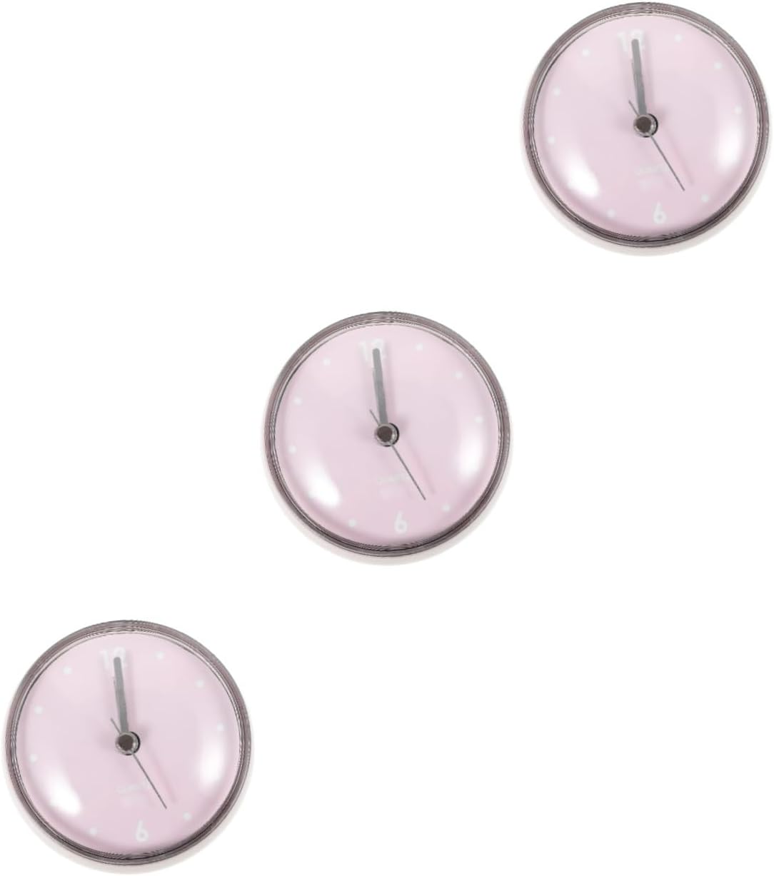 3pcs Mini Shower Clock with Cup Decorative Wall Clock for Bathroom Kitchen and Living Room Stylish Design Easy Install Humidity Resistant