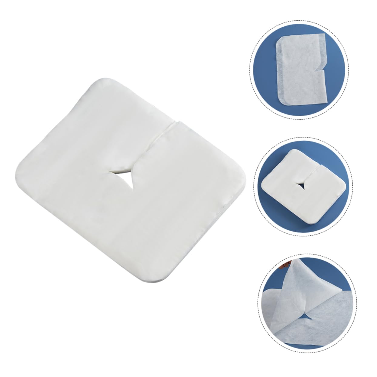 WOFASHPURET 100pcs Disposable Headrest Covers Comfortable Non Woven Massage Face Cushion Covers Breathable Hole Pads for Massage Tables for Beauty Salons and Spas