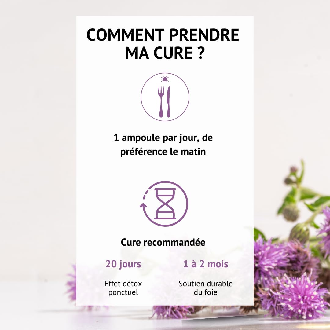 Chardon Marie Bio - Hautement dosé 2400 mg par dose - Protection du foie et Confort Digestif - 20 ampoules - Fabriqué en France - Nutrivie