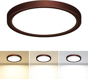 slochi LED Flush Mount Ceiling Light Fixture, 3000K-4000K-6500K & 100W Equivalent Modern Kitchen Recessed Ceiling Lamp 15W 1500Lm 7.5 Inch Closet Round Surface for Bathroom Laundry-Oil-Rubbed Bronze