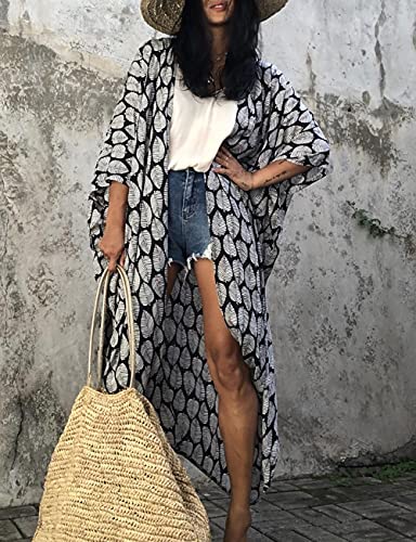 Image of Bsubseach Stylish Tie Dye Open Front Long Kimono Swimsuit Coverup for Women | Loose Fit Boho Style Bathing Suits Cardigans,Summer Causal Resort Wear