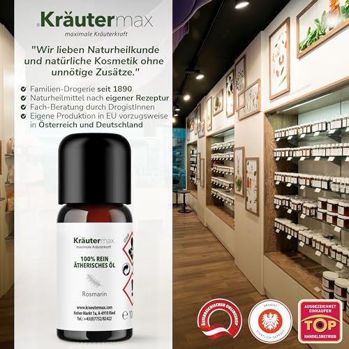 Kräutermax ätherisches Rosmarinöl 10 ml – Naturreines Öl für Diffuser und Sauna