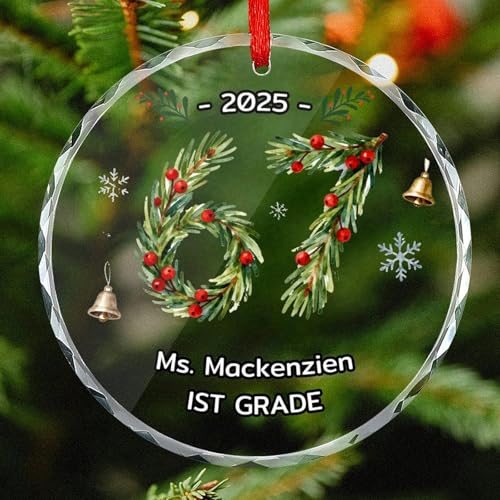 Personalized 67 Christmas Ornament 2025 – Custom Name Text Funny Six Seven Meme Ornaments Gift,Glass/Ceramic Ornament for Tree