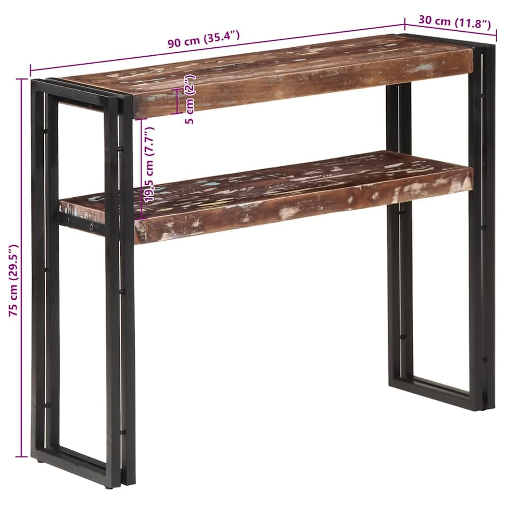 Stolik pomocniczy 90 x 30 x 75 cm ze starego drewna, lite drewno z