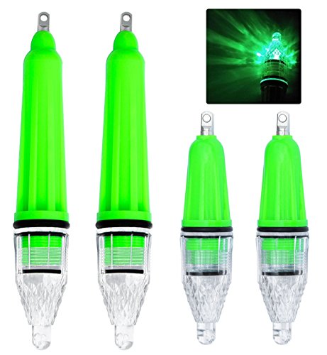 JSHANMEI 4pcs Fishing Light Green LED Underwater Super Waterproof Night Fishing Light Lure for Attracting Bait and Fish Deep Drop Underwater